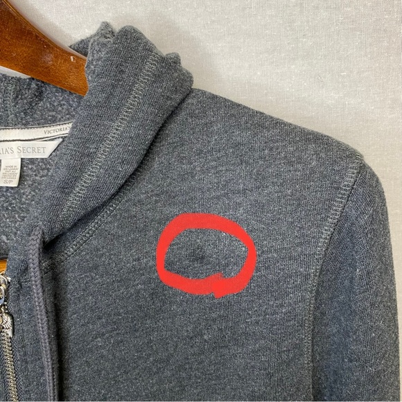 Victoria's Secret Angel Grey Sweatshirt Fleece Zipper Hoodie Women's Size Small - Picture 15 of 15